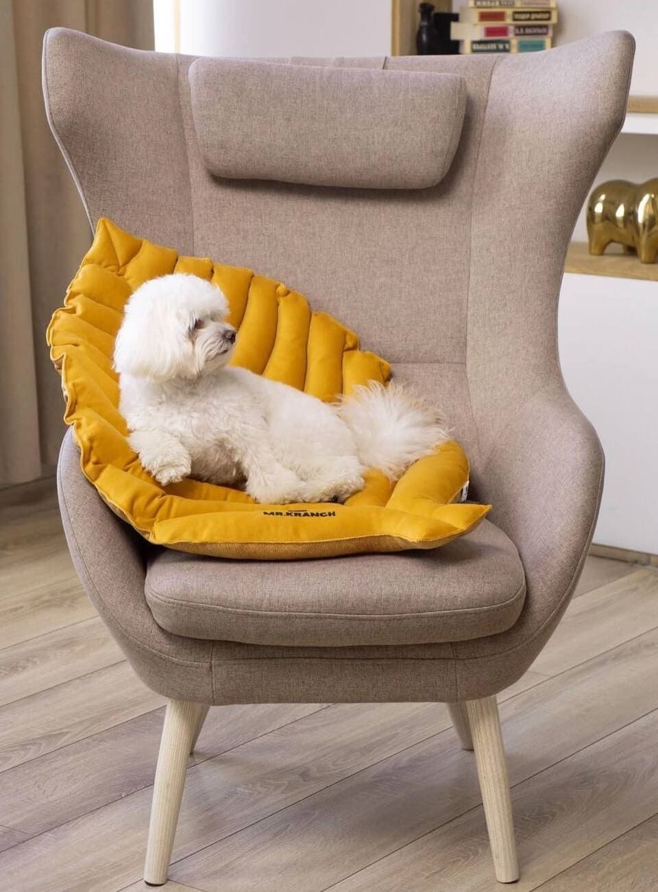 Лежанка для собак Mr.Kranch листочек, охра 7 Лежанка для собак Mr.Kranch листочек, охра — изображение 7