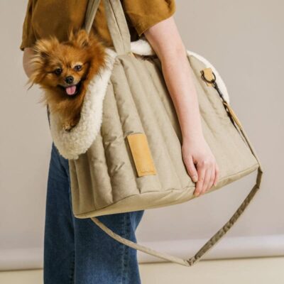 Переноска для собак бежевая ручной работы фото