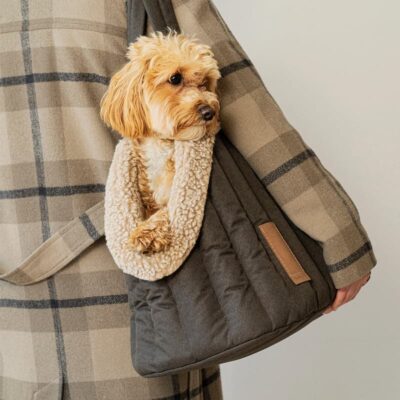 Переноска для собак темно-коричневая ручной работы фото