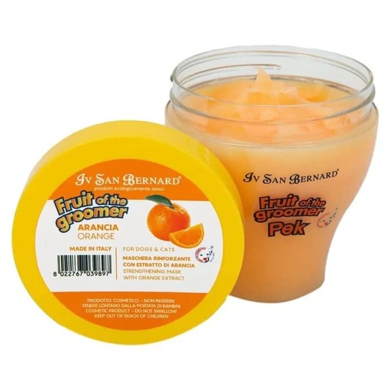 vosstanavlivayushchaya-maska-dlya-slaboj-vypadayushchej-shersti-sobak-isb-fruit-of-the-groomer-orange-upakovka-obemy-sostav-vid